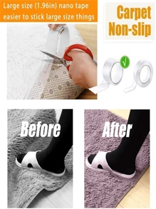 1 件装透明纳米胶带可水洗可重复使用双面胶带粘性纳米无痕贴纸可移除通用磁盘胶 - 無色 - 查看 3