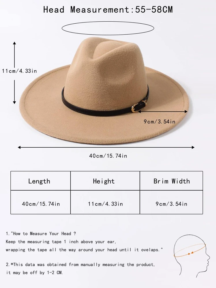 1 pieza Sombrero Fedora elegante con decoración de correa de moda para mujer - Camel - Añade 6