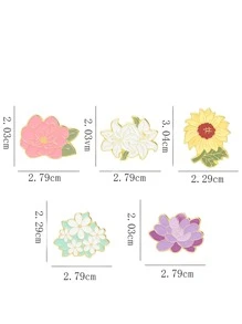 5件时尚向日葵百合珐琅别针精致莲花牡丹雏菊花卉胸针布质翻领别针女扣女孩礼物 - 彩色 - 查看 5