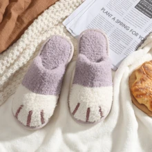 MAXTOP Cartoon Fuzzy Bedroom Slippers, Cat Claw indoor home Slippers, Comfortable Memory Foam - Màu tím - Xem 3