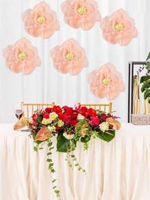 6 piezas Papel crepe flores papel flor Decoración hecho a mano flores fiesta boda Fondo flor para Bebé de cumpleaños Telón de fondo de la foto nupcial ducha habitación central - Champán - Ver 1