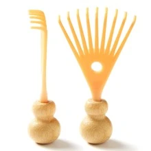 2pcs Head Massager, Yellow Scalp Massager, Mini Head Scraping Gua Sha Board, Head Massager To Relieve Scalp Pressure, Relaxation Gift - Ginger - View 2