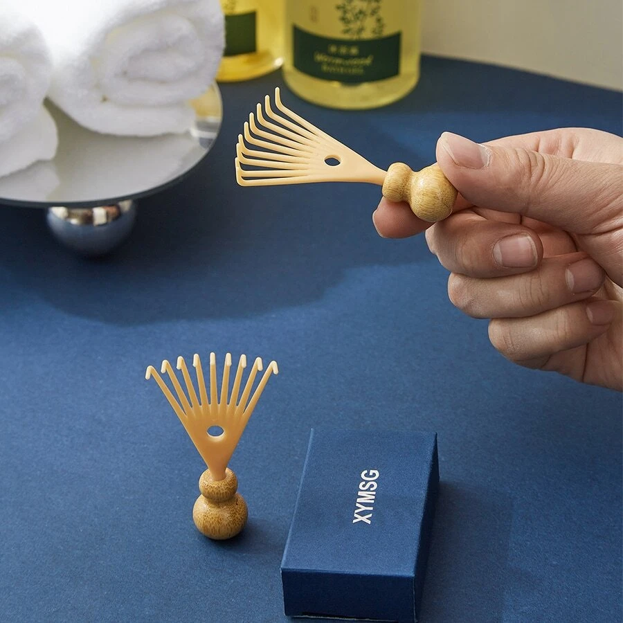 2pcs Head Massager, Yellow Scalp Massager, Mini Head Scraping Gua Sha Board, Head Massager To Relieve Scalp Pressure, Relaxation Gift - Ginger - View 1