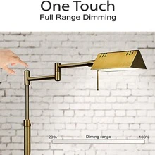 Dimmable LED Pharmacy Floor Lamp, 12W LED, Full Range Dimming, 360 Degree Swing Arms, Adjustable Heights, Standing Lamp for Reading, Sewing, and Craft, ETL Listed - 金色 - 查看 6
