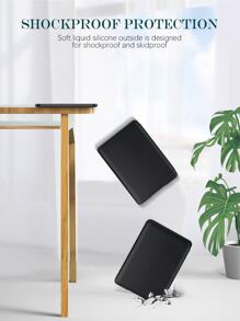 Chất rắn Đen Hộp đựng Pad Da giả - màu đen - Xem 4