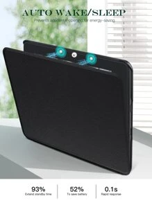 Chất rắn Đen Hộp đựng Pad Da giả - màu đen - Xem 3