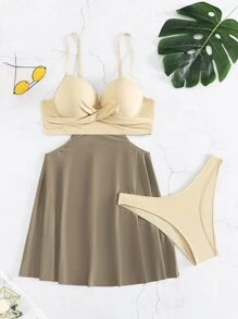 Bộ Bikini Nữ Với Thiết Kế Kiểu Váy Và Áo Cúp Cúp Cứng - Nhiều màu - Xem 1