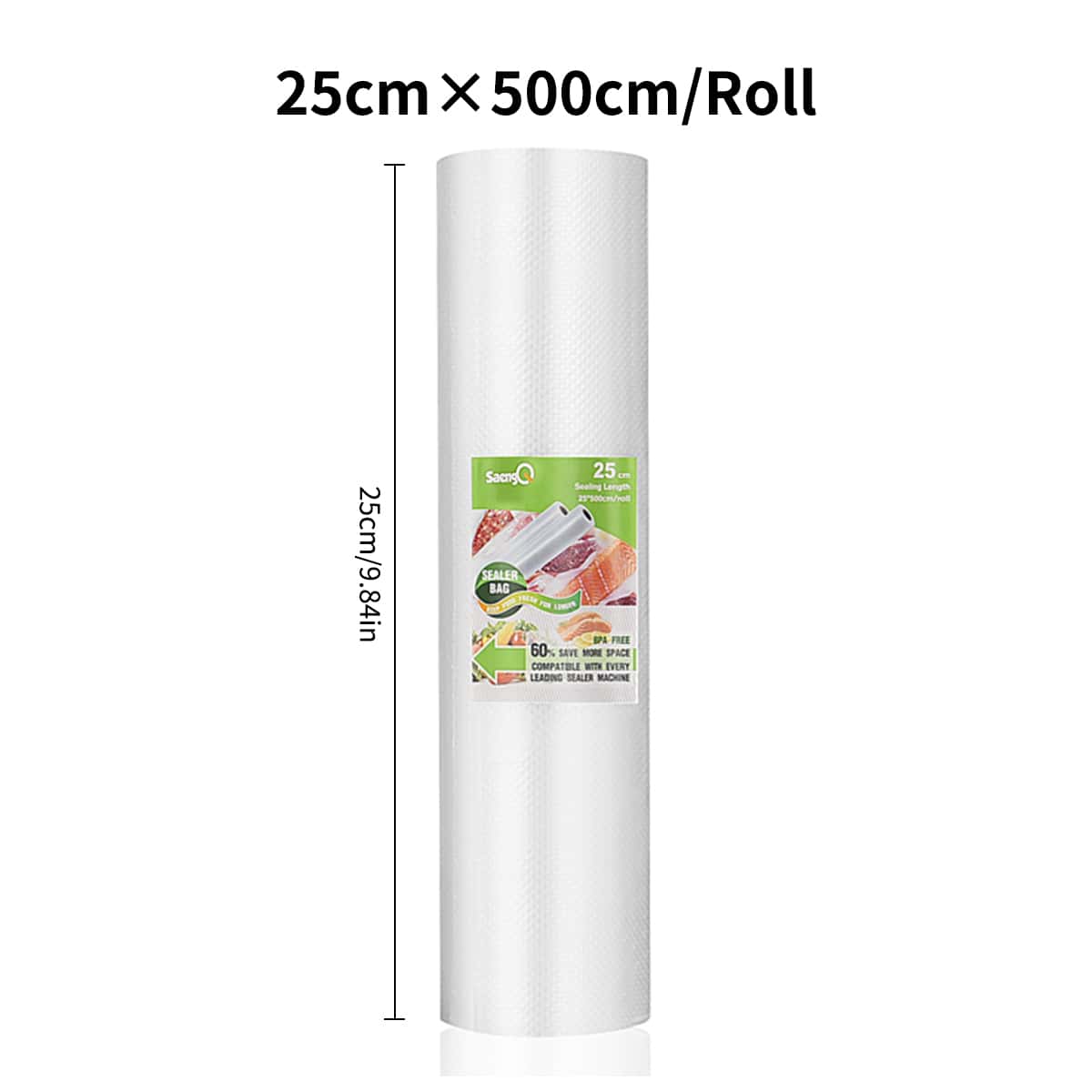 9.84 X 196.85英寸食品真空袋,真空密封保鮮長效保鮮1捲/袋,適用於所有真空包裝機