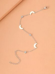 Aomogo 不鏽鋼手鍊，優雅時尚水晶月亮掛飾，精美別緻手鍊，適用於女性珠寶婚禮禮物新款 - 銀色 - 查看 2