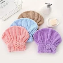 1 chiếc mũ sấy tóc Hàn Quốc hình nơ công chúa, vải nỉ san hô mật độ cao, khăn quấn tóc mềm mại và thấm hút - Màu tím - Xem 6