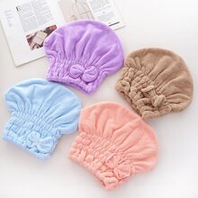 1 chiếc mũ sấy tóc Hàn Quốc hình nơ công chúa, vải nỉ san hô mật độ cao, khăn quấn tóc mềm mại và thấm hút - Màu tím - Xem 8