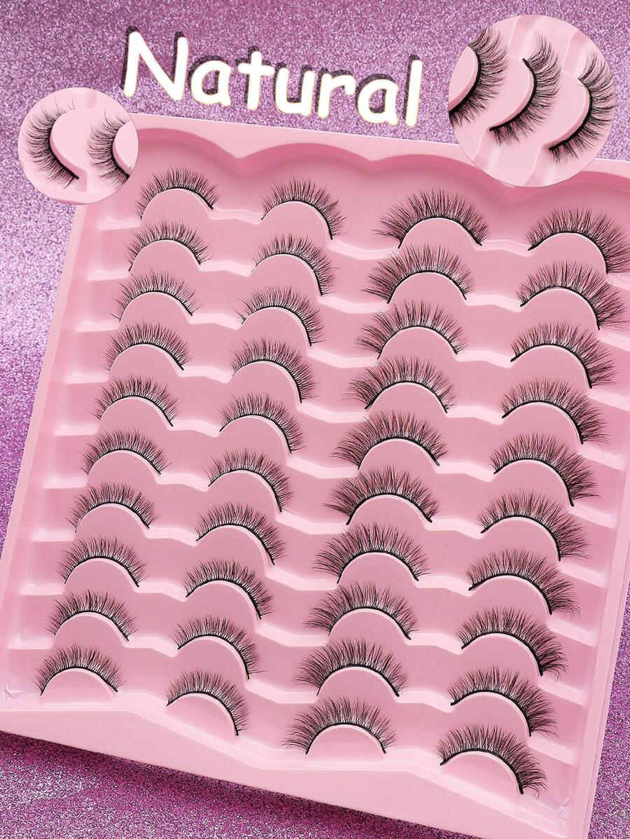 AYRMILLA 20 Pairs Mix Natural False Eyelashes Fluffy Soft Dramatic 3D Mink Eye Black Thin And Long Eyelashes Multi-Layer Short And Thick False Eyelashes Extended Large Volume False Eyelashes Makeup Products Cross Wedding Parties And Club Daily Work Meetings Natural False Eyelashes Comfortable Eyelashes Hairspring Cross Hand Eyelashes Wingtip Eyelashes Thin And Long Eyelashes Natural And Lifelike Eyelashes Long And Durable Daily Cosplay Can Be Reused Daily Dating Fashion And Popular Makeup Beauty Tool False Eyelashes Full False Lashes - 黑色 - 查看 1