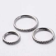 1pc Stainless Steel Piercing Nose & Ear Ring With Cubic Zirconia, Seamless Inclined Stone Setting For Men & Women Daily Wear