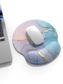 Marble Print Mouse Pad With Wrist Rest