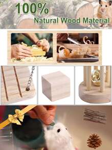 6 件装仓鼠玩具草球套装 - 宠物兔/豚鼠玩耍和咀嚼用品，仓鼠咀嚼玩具包括圆形木制兔子和仓鼠咀嚼玩具、爪子护理配件