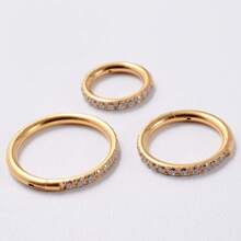 1 Miếng Thép không gỉ Mũi / Xỏ lỗ tai Nhẫn Với Khối Zirconia  , Dát Với Xiên Bề mặt Thiết kế , Thích hợp Cho nam giới & NỮ Đối với Mặc hàng ngày - Vàng - Xem 1