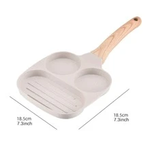 1pc Hamburger & Fried Eggs Pan, Non-stick Aluminum Flat Bottom Breakfast Cookware, 3 In 1