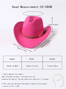 Belt Decor Fedora Hat - Hot Pink - View 7