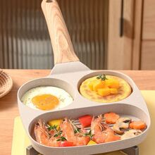 1pc Hamburger & Fried Eggs Pan, Non-stick Aluminum Flat Bottom Breakfast Cookware, 3 In 1