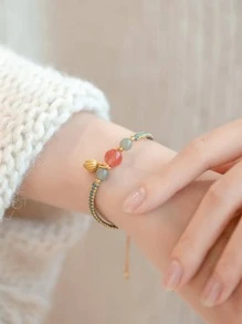 1 buc. Brățară împletită Lotus & Lucky Bead, potrivită pentru ținuta zilnică a femeilor
