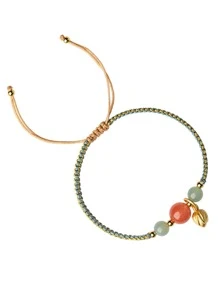 1 buc. Brățară împletită Lotus & Lucky Bead, potrivită pentru ținuta zilnică a femeilor