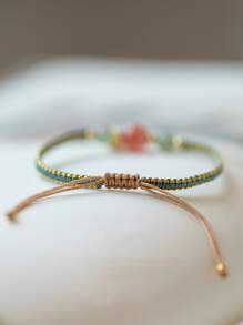 1 buc. Brățară împletită Lotus & Lucky Bead, potrivită pentru ținuta zilnică a femeilor