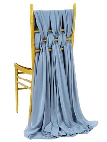 White Chiffon Table Runner 2 Packs 27x120 Inches Romantic Rustic Wedding Table Runner 10ft Long Table Runners for Bridal Shower Decorations - Dusty Blue - View 5