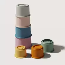 1 件装婴儿动物堆叠杯彩色沐浴玩具，适合玩水