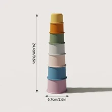 1 件装婴儿动物堆叠杯彩色沐浴玩具，适合玩水