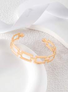 imoli 1 件简约合金链式手镯，双球设计，开口设计，适合女士，是派对礼物的完美之选 - 金黃色 - 查看 5