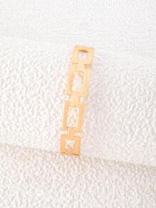 imoli 1 件简约合金链式手镯，双球设计，开口设计，适合女士，是派对礼物的完美之选 - 金黃色 - 查看 4