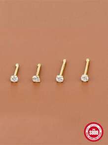1 Pair S925 Sterling Silver Simple Stud Earring For Woman Daily Decoration Fine Earrings 18K Gold Plated Fine Jewelry Suitable For Anniversary Wedding Gift
