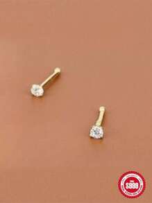 1 Pair S925 Sterling Silver Simple Stud Earring For Woman Daily Decoration Fine Earrings 18K Gold Plated Fine Jewelry Suitable For Anniversary Wedding Gift