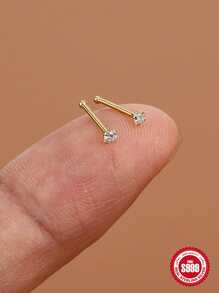 1 Pair S925 Sterling Silver Simple Stud Earring For Woman Daily Decoration Fine Earrings 18K Gold Plated Fine Jewelry Suitable For Anniversary Wedding Gift