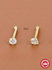 1 Pair S925 Sterling Silver Simple Stud Earring For Woman Daily Decoration Fine Earrings 18K Gold Plated Fine Jewelry Suitable For Anniversary Wedding Gift