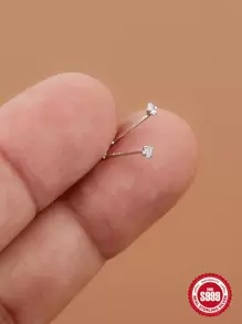 SereneSpark 1 par de pendientes de botón minimalistas de plata de ley 925, accesorio diario para mujer, pendientes delicados, chapados en oro de 18K, joyería exquisita, adecuados para aniversario, regalo de boda - Plata 8mm - Ver 6