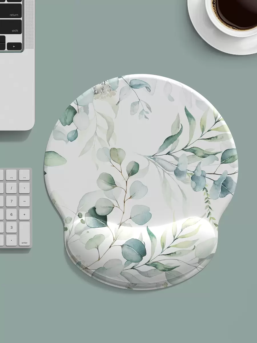 Leaf Print Mouse Pad With Wrist Rest