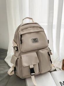 大容量日常通勤尼龍可調節中學生旅行背包書包適合研究生、青少年女孩、新生、大二、初中和高中大學生、大學和高中，非常適合戶外、旅行和返校 - 白色 - 查看 1