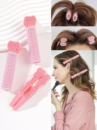 4 件套女士髮夾套裝,包括發量梳、劉海夾、捲髮器、髮夾