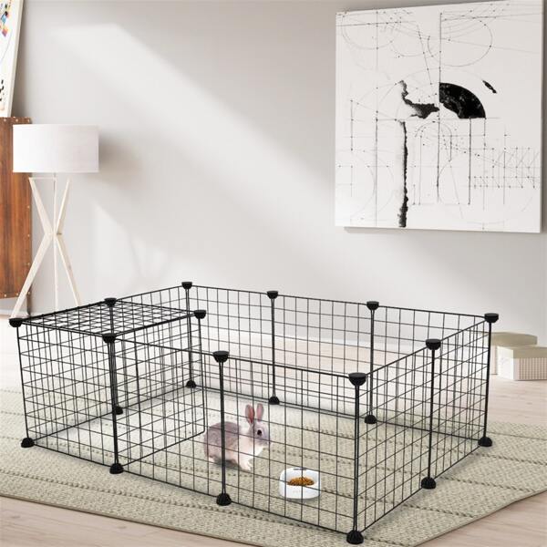Pet Playpen, Small Animal Cage, Pet Fence With Accessories, DIY Metal/Plastic Enclosure For Guinea Pigs, Hamsters, Rabbits, Hedgehogs, Portable Pet Yard Fence, Puppy Kennel Crate Fence Tent