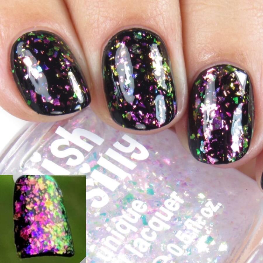 POLISH ME SILLY - It's Magic - FlaKIE Clear Topcoats Rainbow Multi-Color Shift Polish 15ml Sơn móng tay lấp lánh của Polish Me Silly "Made In The USA" - Nhiều màu - Xem 1