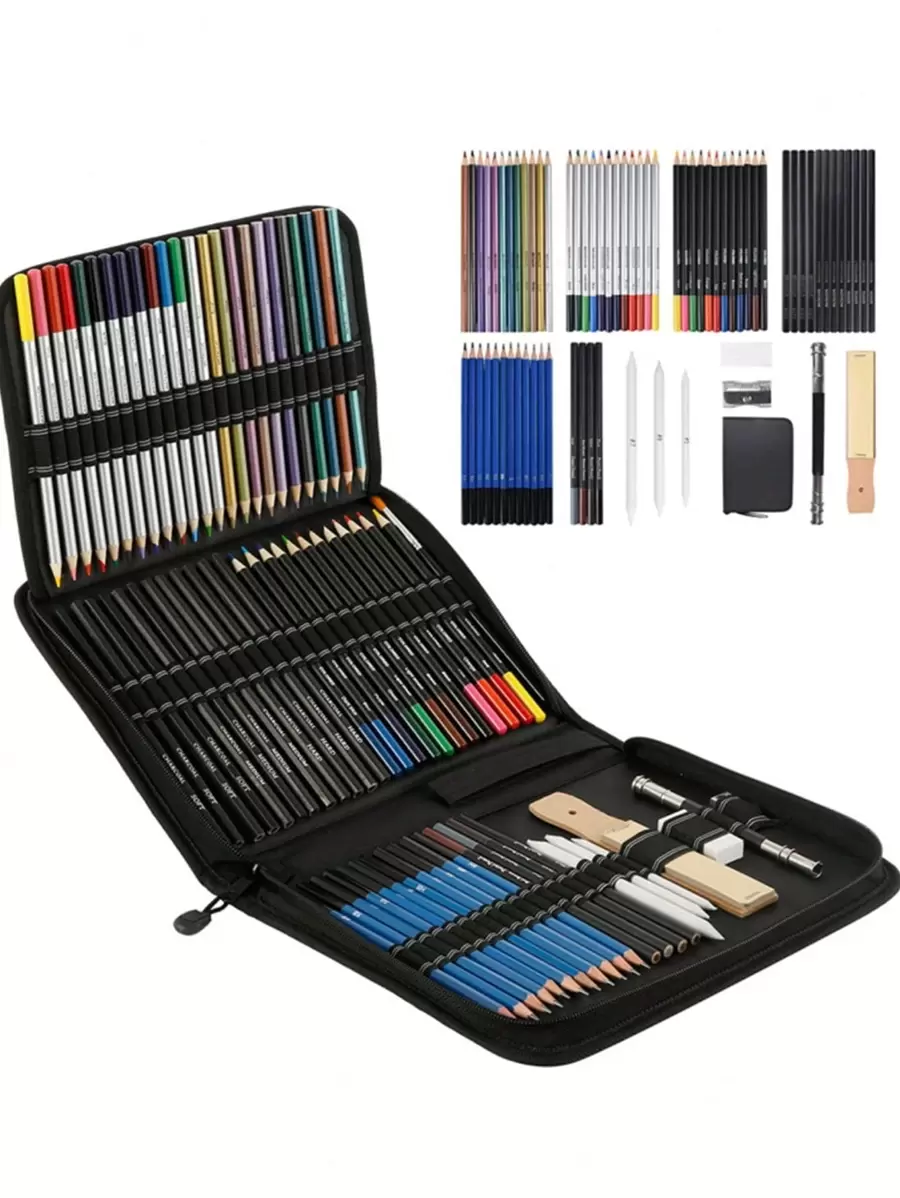 72 chiếc Bút chì màu Bộ bút chì than, Bút chì màu đa năng chuyên nghiệp để vẽ - Nhiều màu - Xem 1