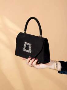 REMANLAND 轻巧、商务休闲水钻装饰水桶包迷你抽绳设计、透明包仿珍珠包晚宴包、晚餐包迷人、优雅、精致、安静奢华的水钻适合派对女孩、女人、新娘非常适合派对、晚宴/宴会圣诞派对礼服，与新娘派对完美搭配 - 黑色 - 查看 3