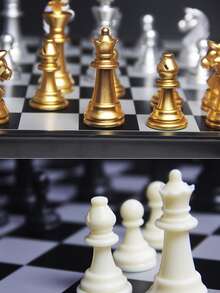 1件套家庭交互的棋棋盤遊戲至發展思維能力,合適的對於初學者,帶可折疊棋盤 - 黑與白 - 查看 3