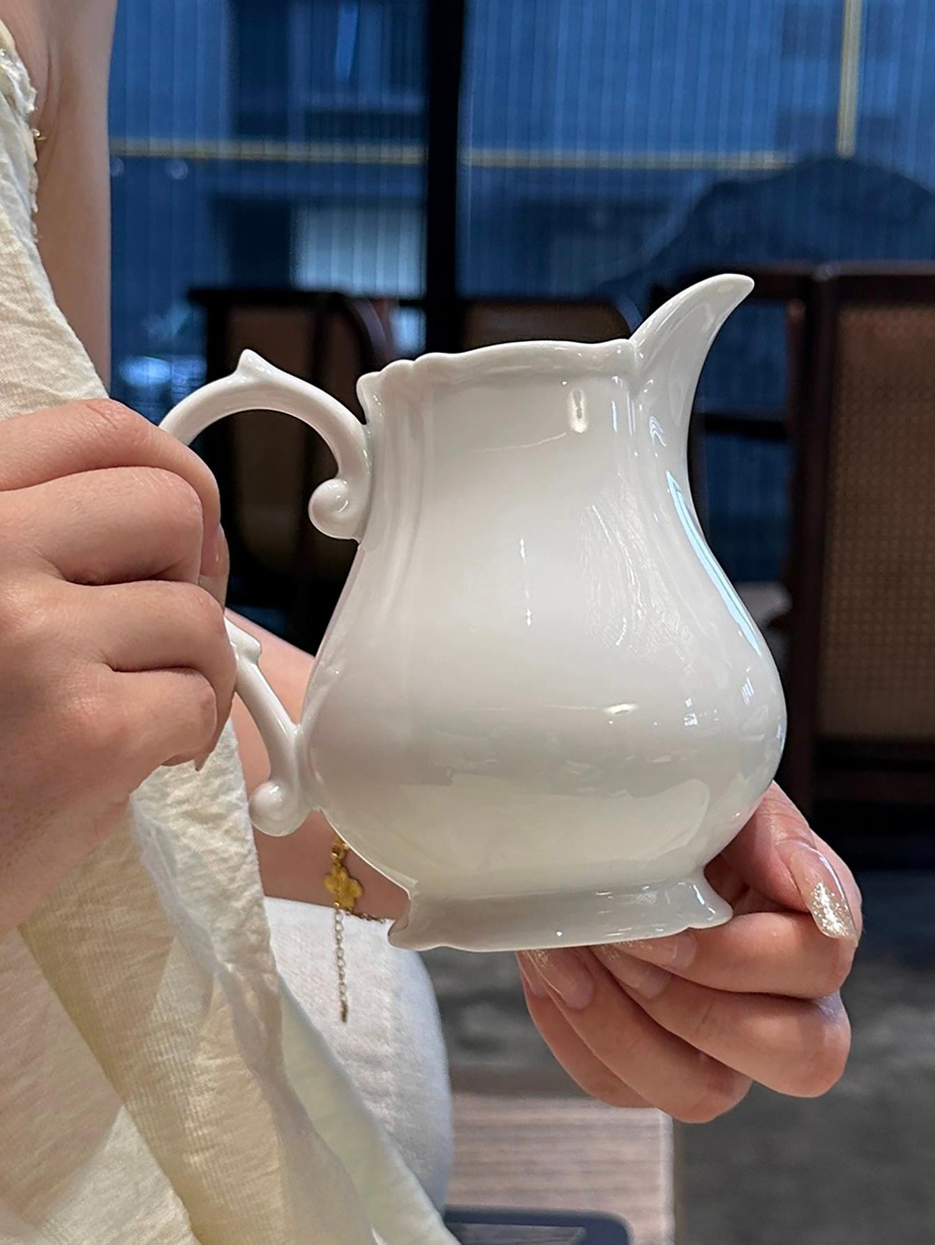 French Vintage Relief Ceramic Milk Jug, Coffee Creamer, Home Use Milk