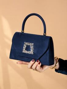 REMANLAND Glitter Bling,Shiny Glitter, Shiny, Luxury, Glamorous, Elegant, Exquisite 1pc Elegant & Fashionable Sparkling Velvet Evening Clutch Bag, Party & Wedding Handbag For Women For Girls, Women, College Students, Rookies & White-Collar Workers For Party, Prom, Wedding Dinner Bag,Evening Bag For Party Girl,Woman,For Female Perfect For Party,Wedding,Prom,Dinner/Banquet,For Best Gift For Women - Navy Blue - View 3