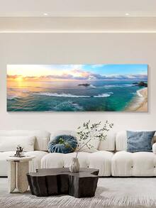 1pc Modern Simple Living Room Wall Art With Healing Sunset Scenery Printed Canvas - Multicolor - View 2