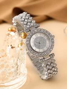 1 pieza Reloj , 1 pieza Pulsera , excelente para uso diario con regalo festivo - Plateado - Ver 3