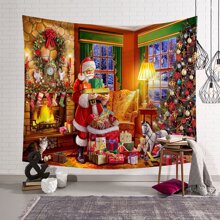1 tấm thảm vải da đào Giáng sinh, tấm thảm treo tường ông già Noel trang trí cho ngày lễ Giáng sinh, lá cờ cho căn phòng, trang trí phòng, tấm thảm, trang trí tường, nghệ thuật treo tường - Nhiều màu - Xem 3