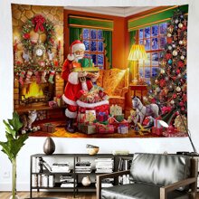 1 tấm thảm vải da đào Giáng sinh, tấm thảm treo tường ông già Noel trang trí cho ngày lễ Giáng sinh, lá cờ cho căn phòng, trang trí phòng, tấm thảm, trang trí tường, nghệ thuật treo tường - Nhiều màu - Xem 2